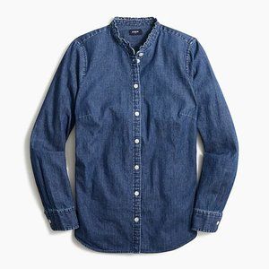 J. Crew Chambray button-up top with ruffles